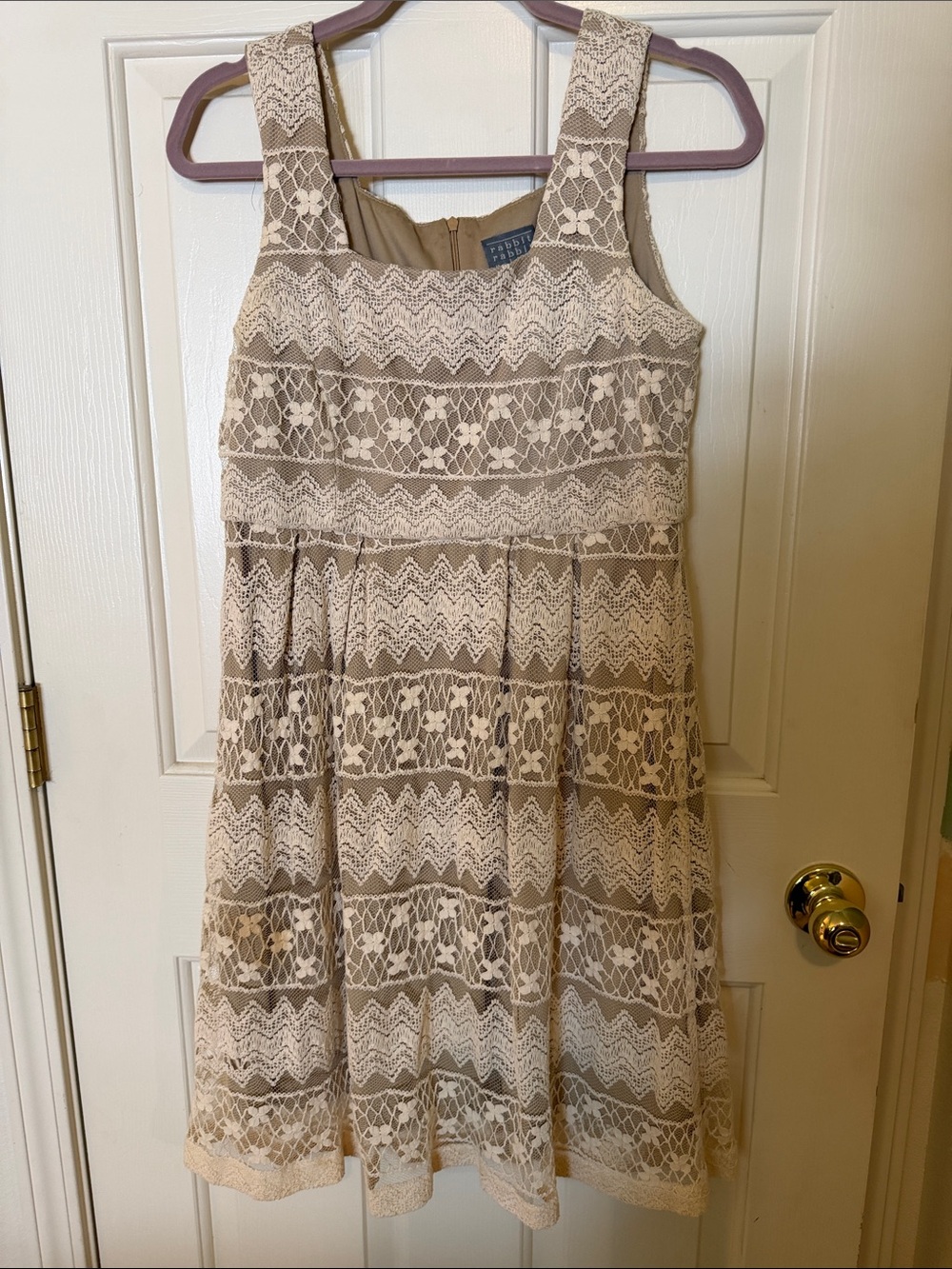Rabbit Rabbit Rabbit Cream Lace Overlay Dress